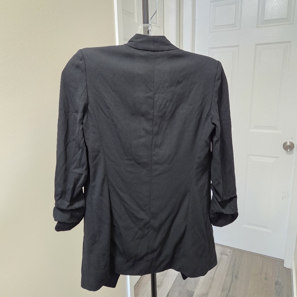 Aritzia Babaton Black Power Blazer | Open Front Tailored Career Office Jacket - Picture 8 of 9